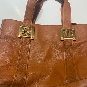 Tory Burch large leather tan tote